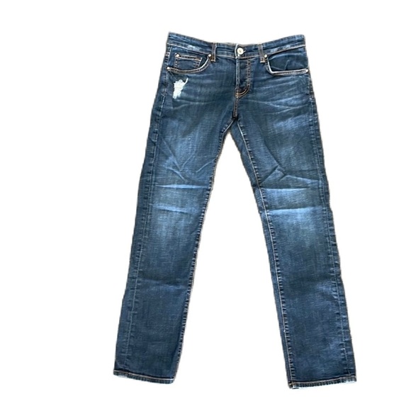 Sz26 Rich & Skinny Straight Leg distressed Dark blue wash EUC - Picture 1 of 10